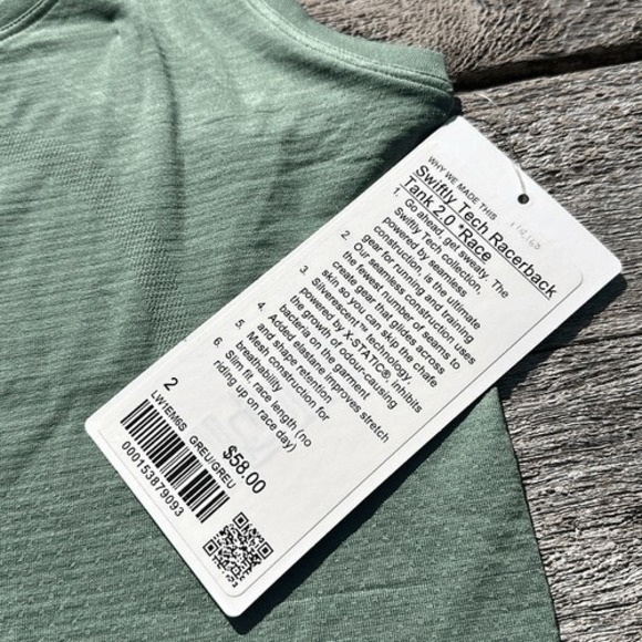 Lululemon Swiftly Tech Racerback Tank Top Race Length Grey Eucalyptus NWT SIZE 2 - Picture 3 of 7